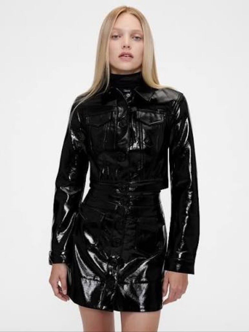 Gap Studio Vegan Patent Leather Crop Jacket